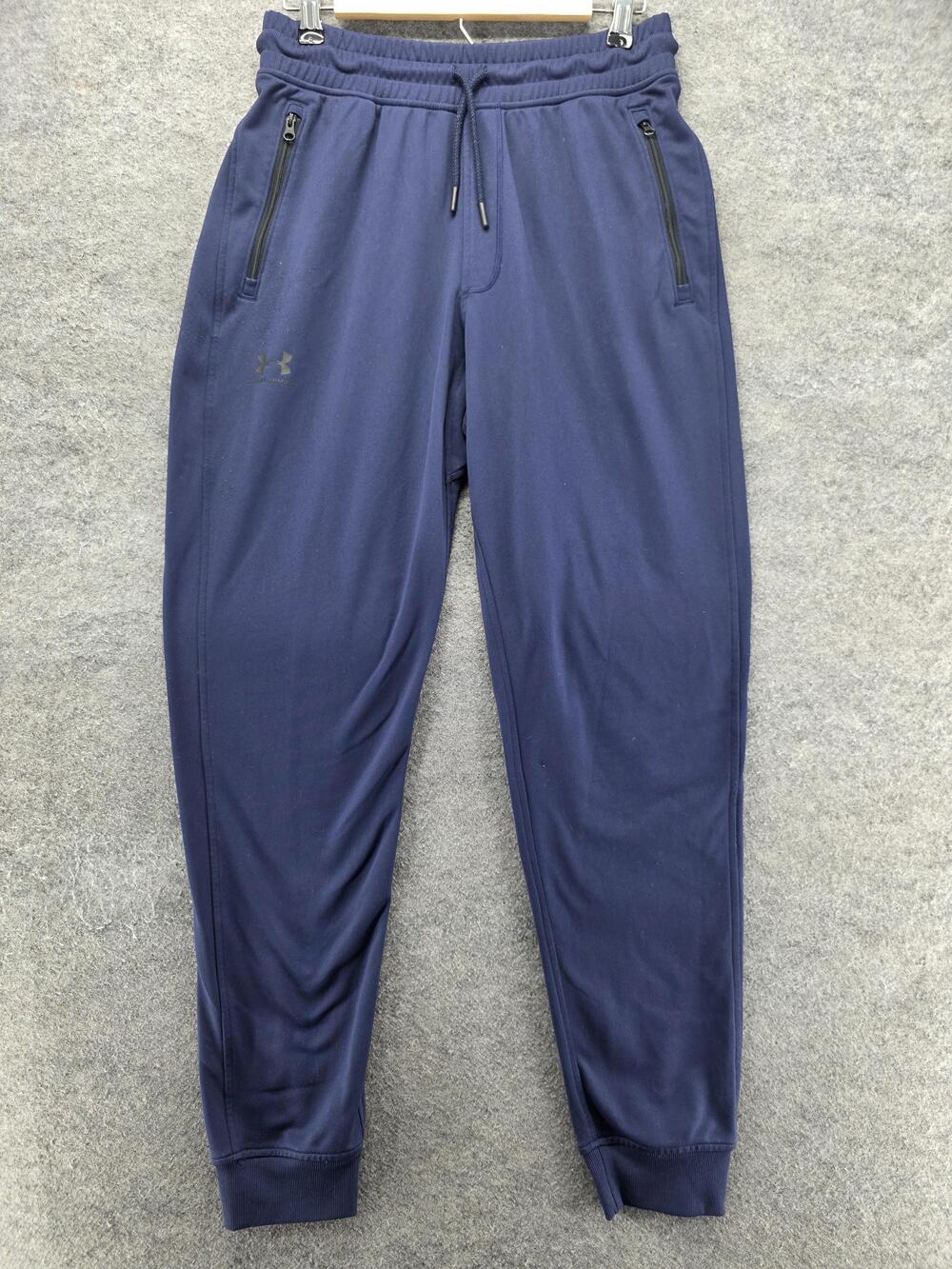 Under Armour Pants Mens M Blue Jogger Jersey Elastic Waist Drawstring Zip Pocket